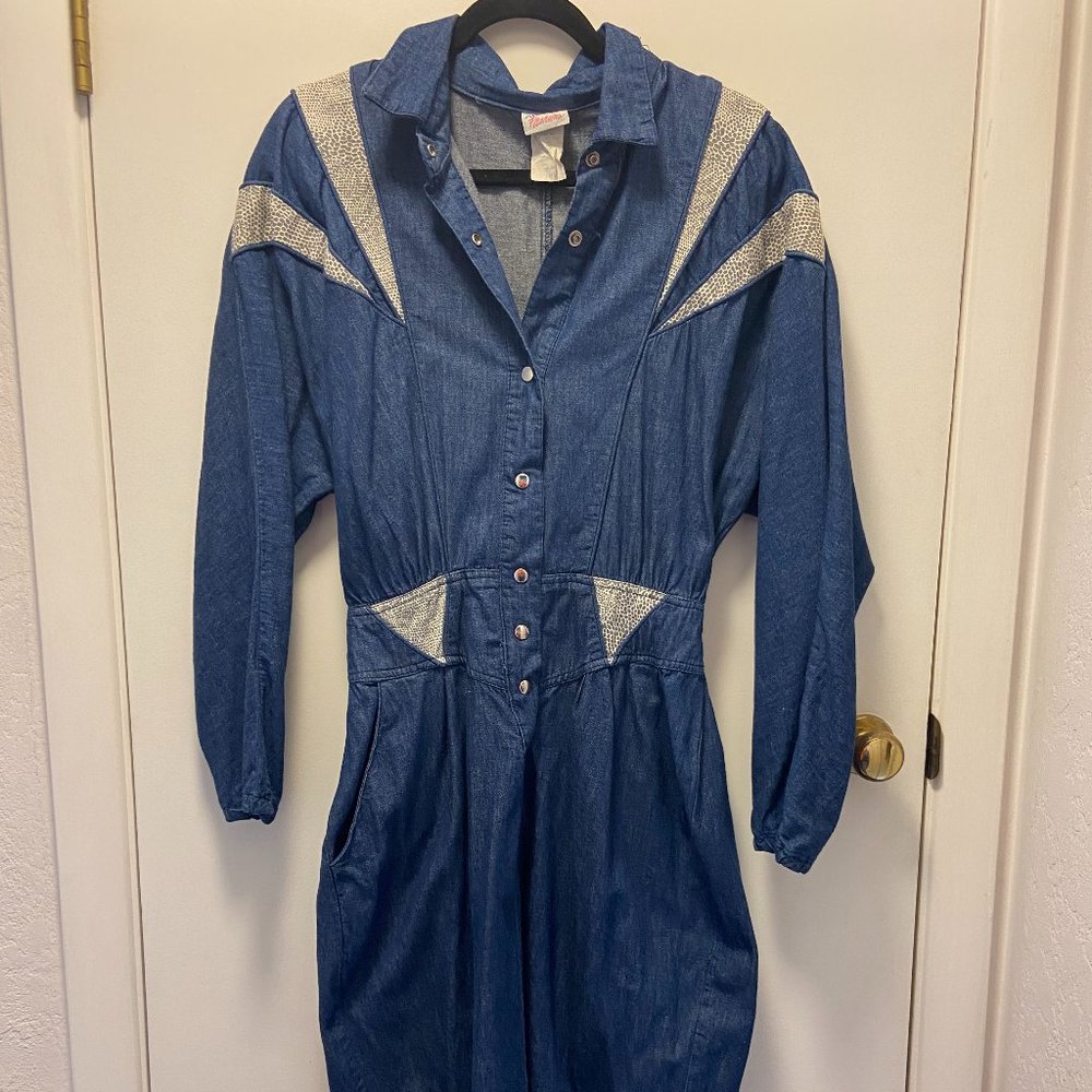 Avon Fashions Vintage Button Denim Dress